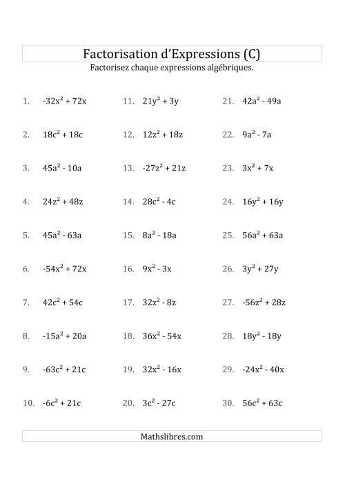 Factorisation d'Expressions Sans la Formule Quadratique (avec des Racines Carrées, Coefficients Composés, & Multiplicateurs Négatifs & Positifs) (C)