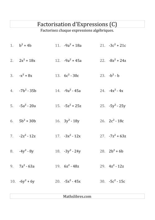 Factorisation d'Expressions Sans la Formule Quadratique (avec des Racines Carrées, Coefficients Simples, & Multiplicateurs Négatifs & Positifs) (C)