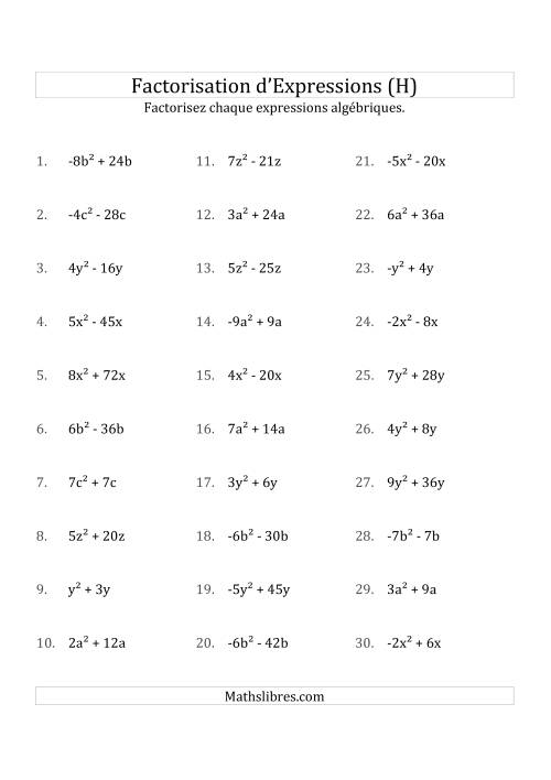 Factorisation d'Expressions Sans la Formule Quadratique (avec des Racines Carrées, Coefficients Simples, & Multiplicateurs Négatifs & Positifs) (H)