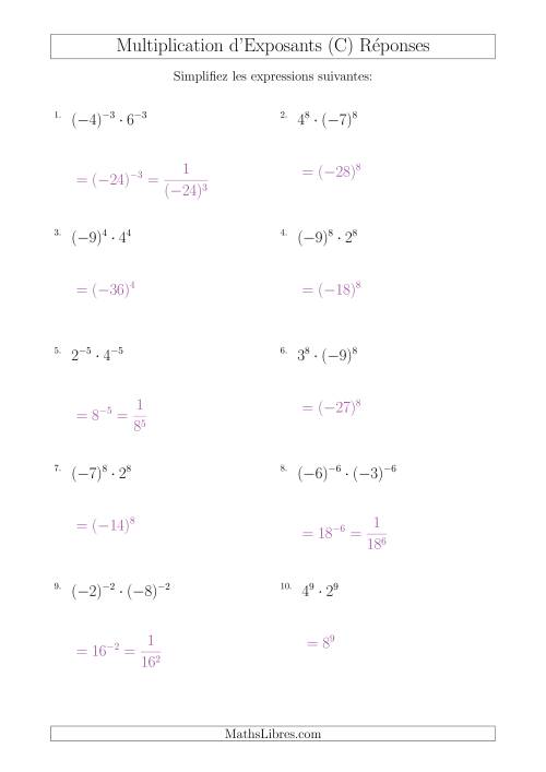Multiplication d'Exposants Ayant de Différentes Bases (Avec des Négatifs) (C) page 2