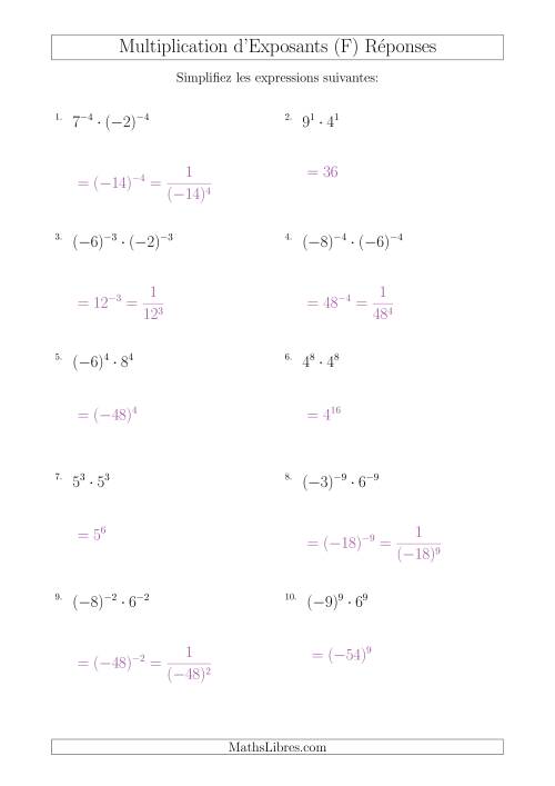 Multiplication d'Exposants Ayant de Différentes Bases (Avec des Négatifs) (F) page 2