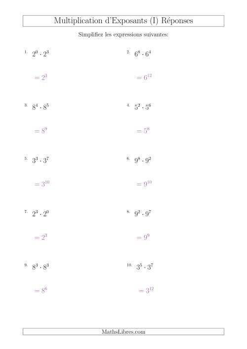 Multiplication d'Exposants Ayant Une Même Base (Positifs) (I) page 2