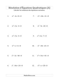 Résolution d’Équations Quadratiques (Coefficients de 1 ou -1)
