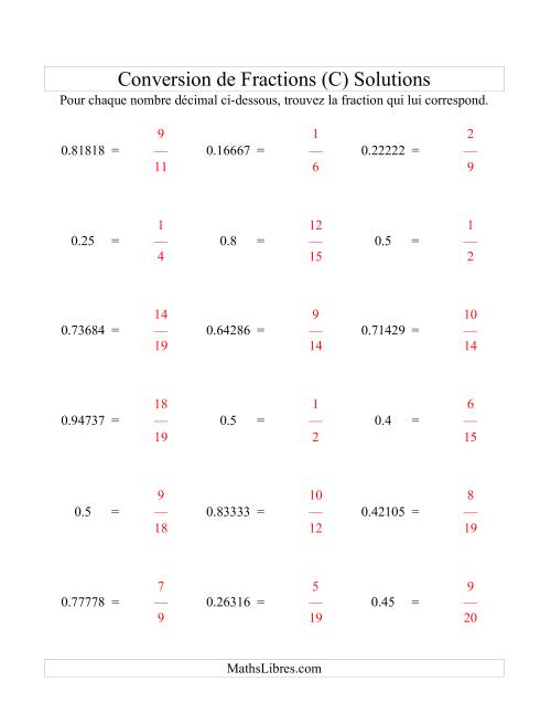 Conversion de Nombres Décimaux en Fractions (C) page 2