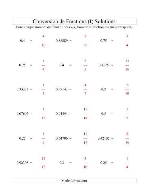 Conversion de Nombres Décimaux en Fractions (I) page 2