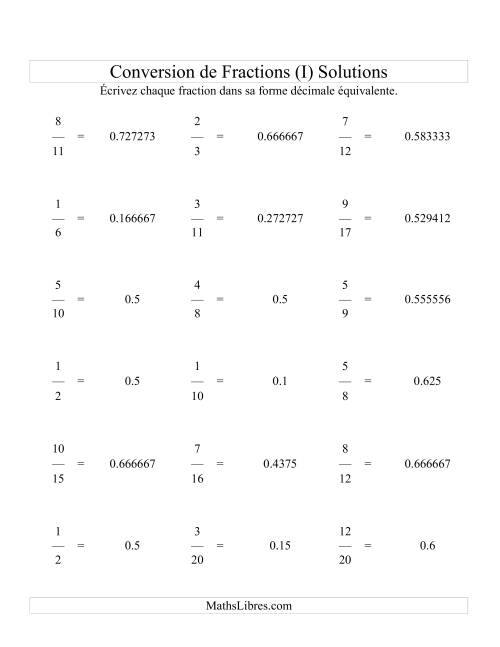 Conversion de Fractions en Nombres Décimaux (I) page 2