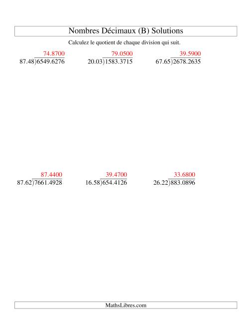 Division de nombres décimaux (10,01 à 10,99) (B) page 2
