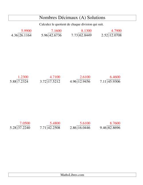 Division de nombres décimaux (1,01 à 1,99) (A) page 2
