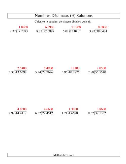 Division de nombres décimaux (1,01 à 1,99) (E) page 2