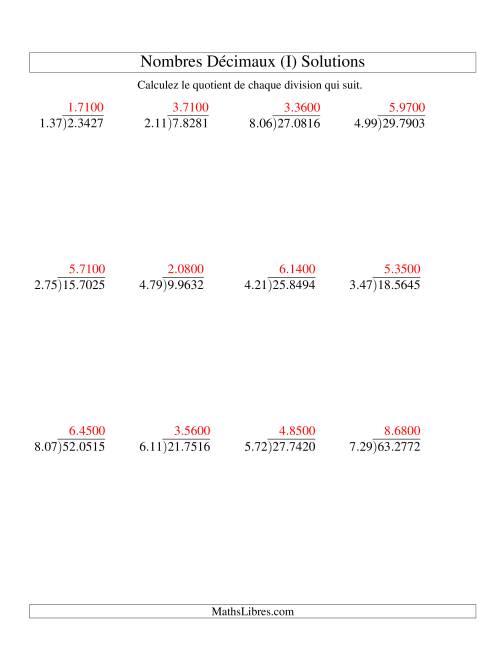 Division de nombres décimaux (1,01 à 1,99) (I) page 2