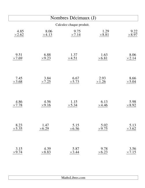 Multiplication de nombres décimaux (1,01 à 1,99) (J)