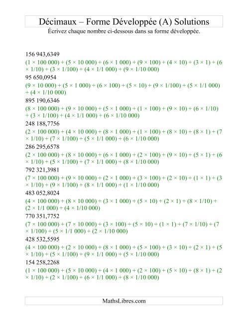 Écriture de nombres décimaux en forme développée (6 avant la virgule; 4 après) (Tout) page 2