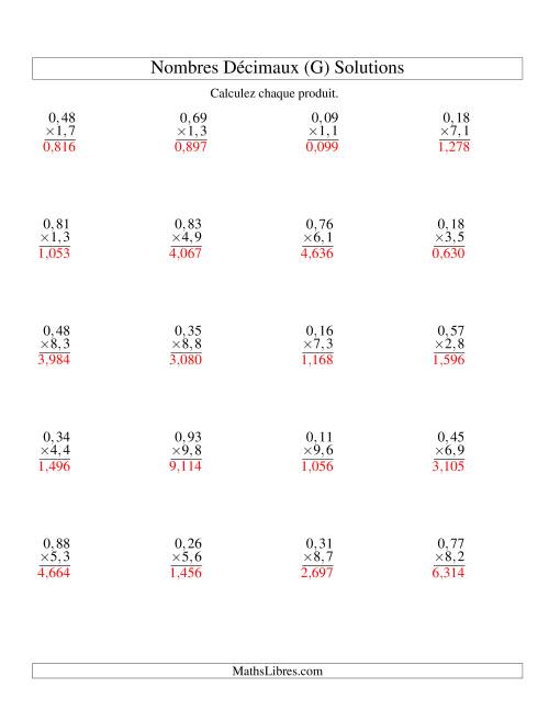 Multiplication de nombres décimaux -- Centièmes 2-chiffres × dixièmes 2-chiffres (G) page 2