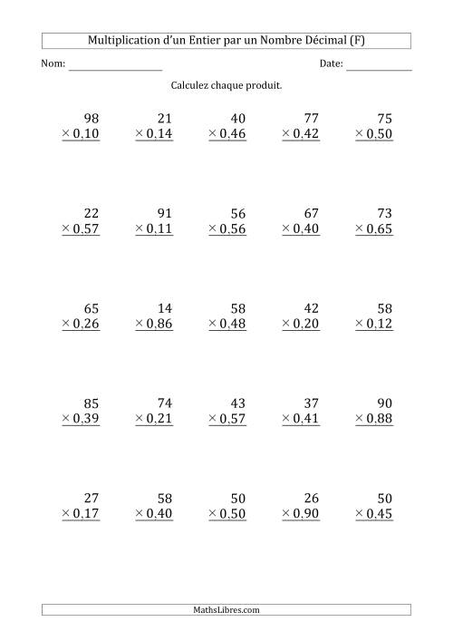 Multipication d'un Nombre Entier à 2 Chiffres par un Nombre à 2 Chiffres des Centièmes (F)