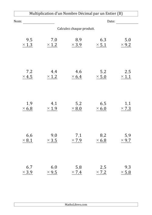 Multipication d'un Nombre à 2 Chiffres des Centièmes par un Nombre à 2 Chiffres des Centièmes (B)