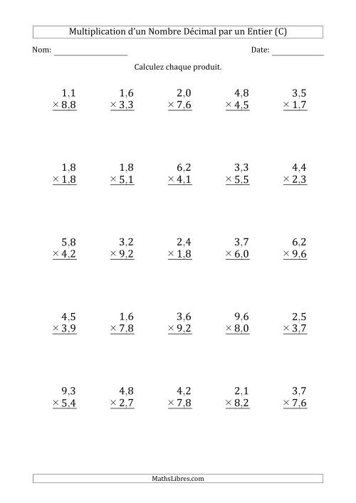 Multipication d'un Nombre à 2 Chiffres des Centièmes par un Nombre à 2 Chiffres des Centièmes (C)