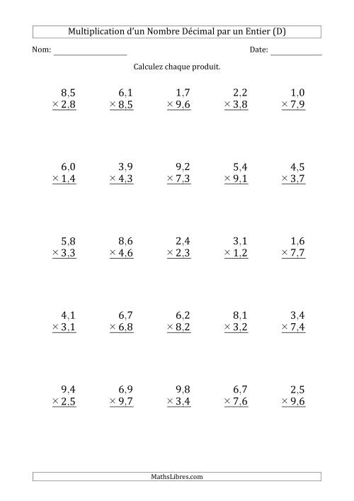 Multipication d'un Nombre à 2 Chiffres des Centièmes par un Nombre à 2 Chiffres des Centièmes (D)