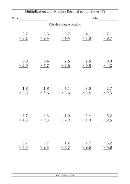 Multipication d'un Nombre à 2 Chiffres des Centièmes par un Nombre à 2 Chiffres des Centièmes (F)
