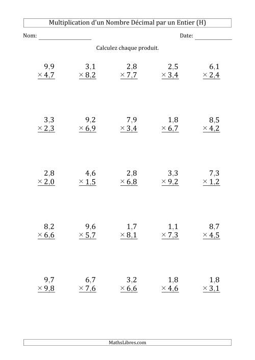 Multipication d'un Nombre à 2 Chiffres des Centièmes par un Nombre à 2 Chiffres des Centièmes (H)