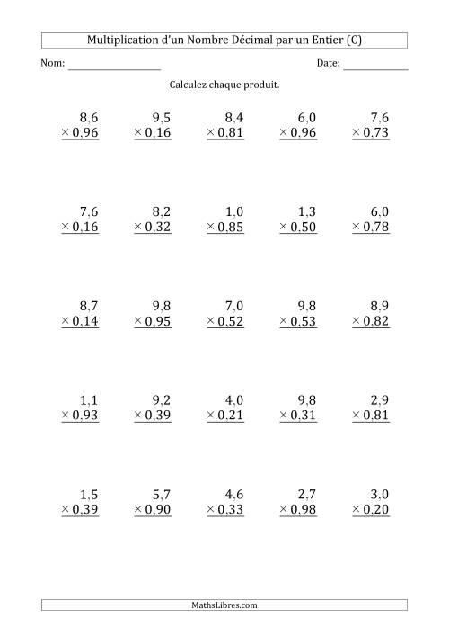 Multipication d'un Nombre à 2 Chiffres des Dixièmes par un Nombre à 2 Chiffres des Centièmes (C)