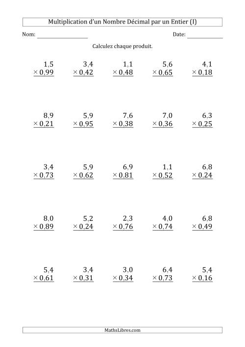 Multipication d'un Nombre à 2 Chiffres des Dixièmes par un Nombre à 2 Chiffres des Centièmes (I)