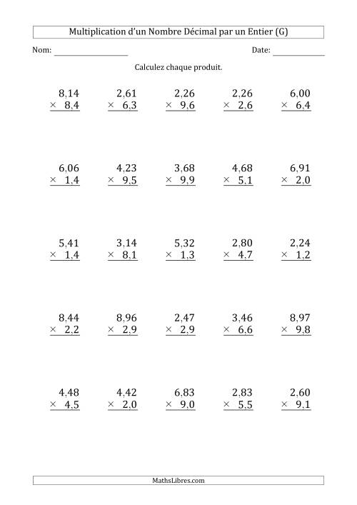 Multipication d'un Nombre à 3 Chiffres des Centièmes par un Nombre à 2 Chiffres des Dixièmes (G)