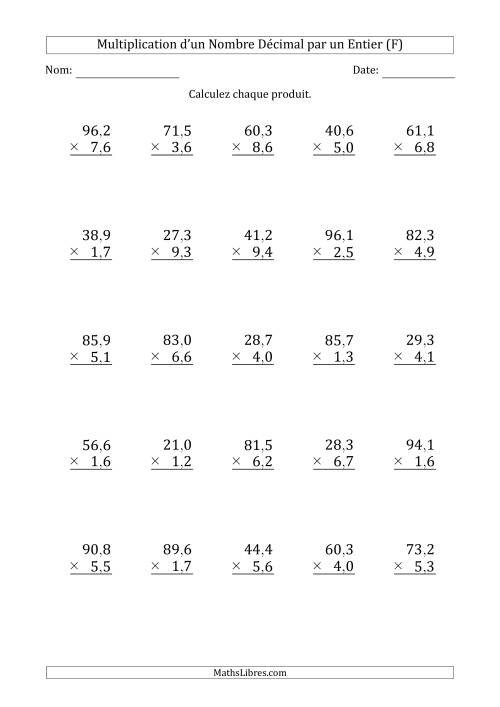 Multipication d'un Nombre à 3 Chiffres des Dixièmes par un Nombre à 2 Chiffres des Dixièmes (F)