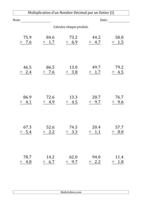 Multipication d'un Nombre à 3 Chiffres des Dixièmes par un Nombre à 2 Chiffres des Dixièmes (I)