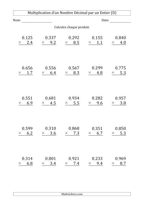 Multipication d'un Nombre à 3 Chiffres des Millièmes par un Nombre à 2 Chiffres des Dixièmes (D)