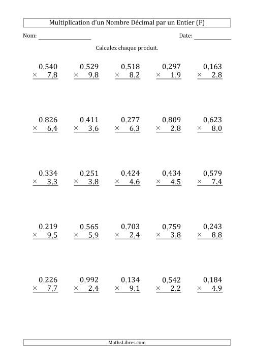 Multipication d'un Nombre à 3 Chiffres des Millièmes par un Nombre à 2 Chiffres des Dixièmes (F)