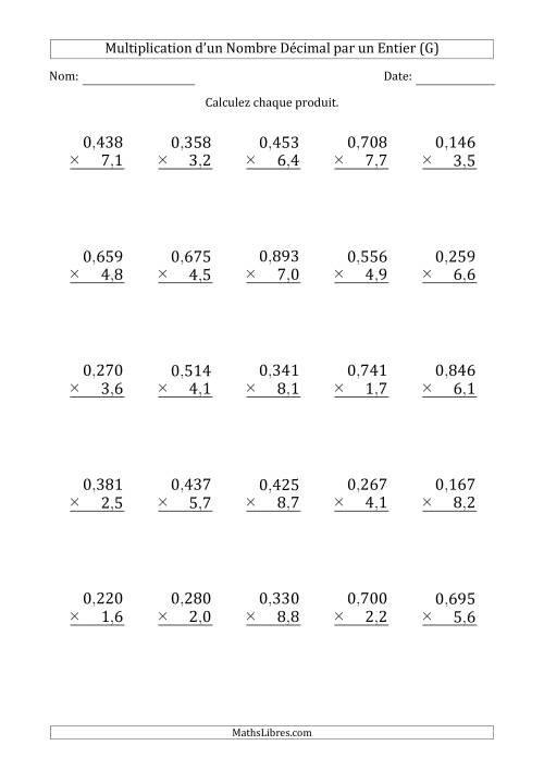 Multipication d'un Nombre à 3 Chiffres des Millièmes par un Nombre à 2 Chiffres des Dixièmes (G)