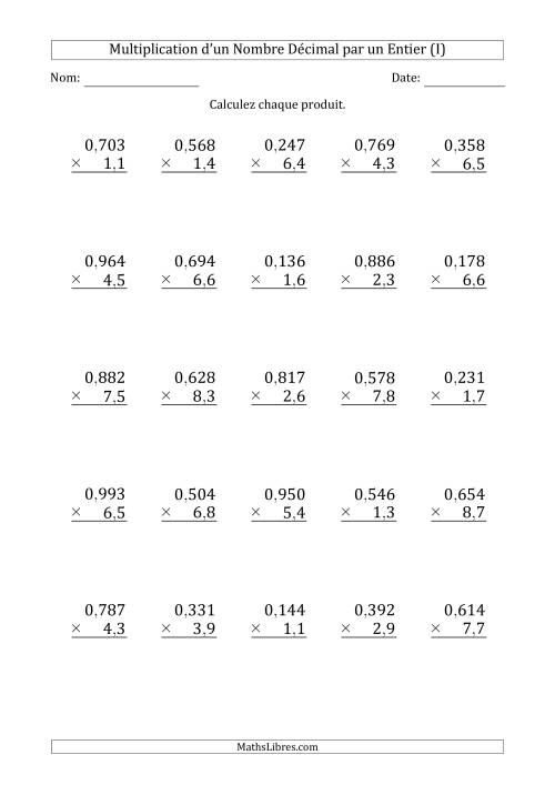 Multipication d'un Nombre à 3 Chiffres des Millièmes par un Nombre à 2 Chiffres des Dixièmes (I)