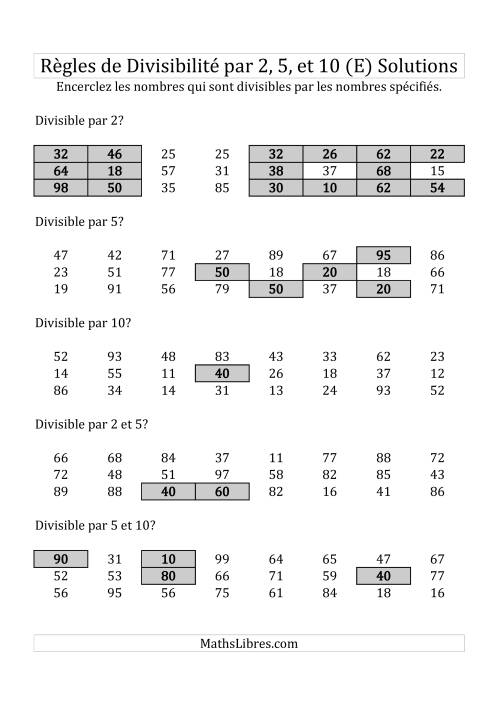 Divisibilité par 2, 5 et 10 -- 2-chiffres (E) page 2
