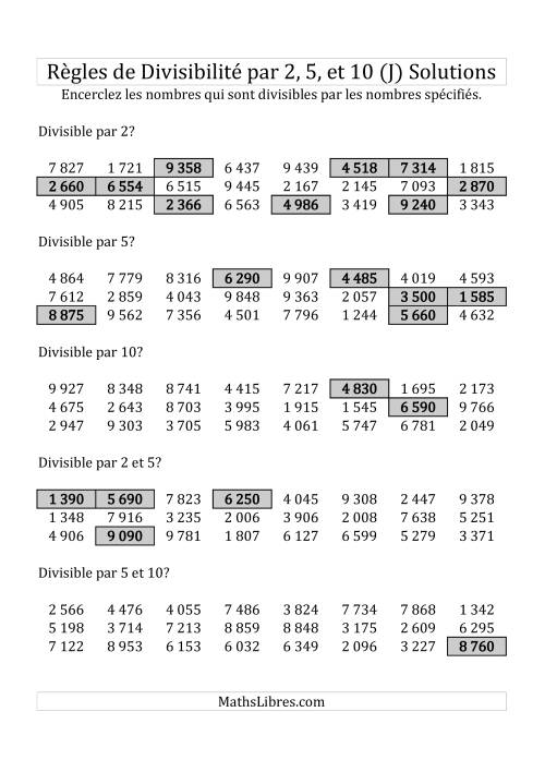 Divisibilité par 2, 5 et 10 -- 4-chiffres (J) page 2