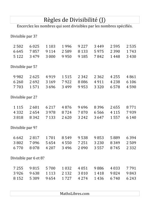 Divisibilité par chiffres 2 à 10 -- 4-chiffres (J)