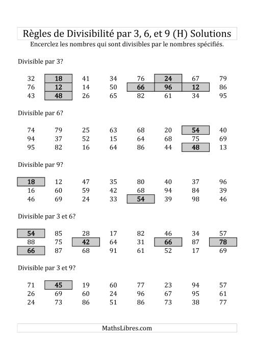 Divisibilité par 3, 6 et 9 -- 2-chiffres (H) page 2