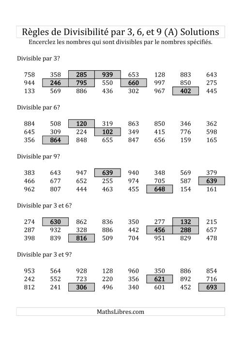 Divisibilité par 3, 6 et 9 -- 3-chiffres (A) page 2