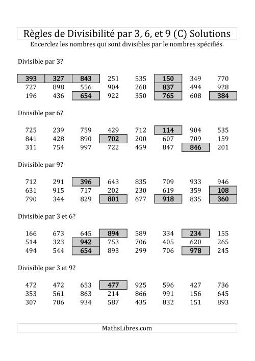 Divisibilité par 3, 6 et 9 -- 3-chiffres (C) page 2