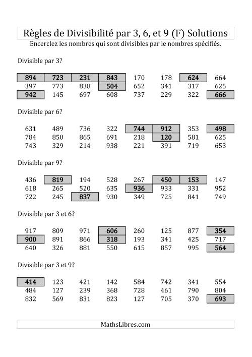 Divisibilité par 3, 6 et 9 -- 3-chiffres (F) page 2