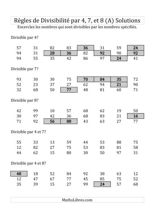 Divisibilité par 4, 7 et 8 -- 2-chiffres (A) page 2