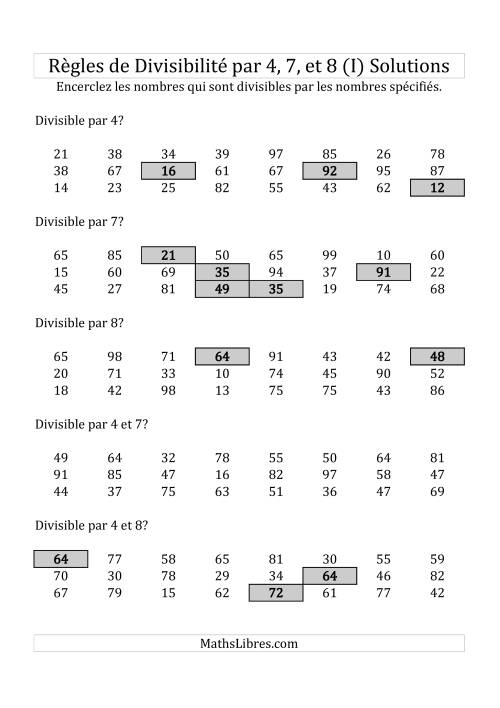 Divisibilité par 4, 7 et 8 -- 2-chiffres (I) page 2
