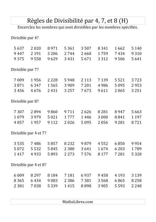 Divisibilité par 4, 7 et 8 -- 4-chiffres (H)