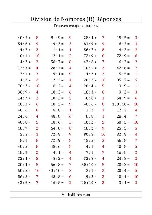 Division de Nombres Jusqu'à 100 (B) page 2