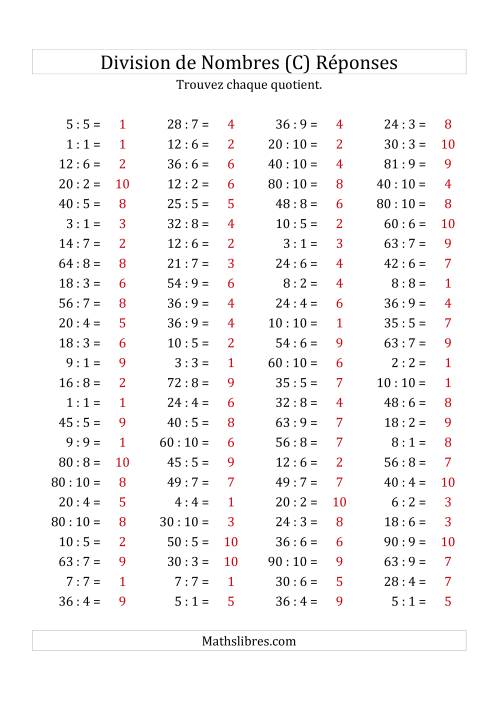 Division de Nombres Jusqu'à 100 (C) page 2