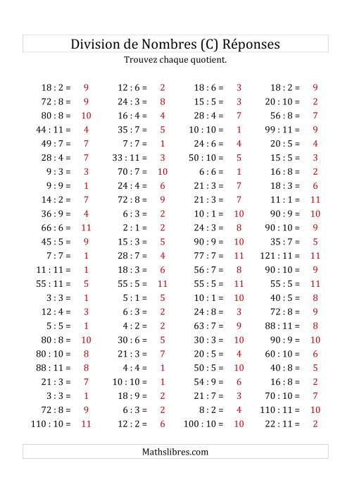 Division de Nombres Jusqu'à 121 (C) page 2