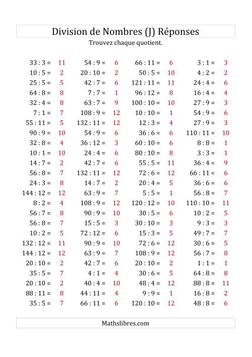 Division de Nombres Jusqu'à 144 (J) page 2