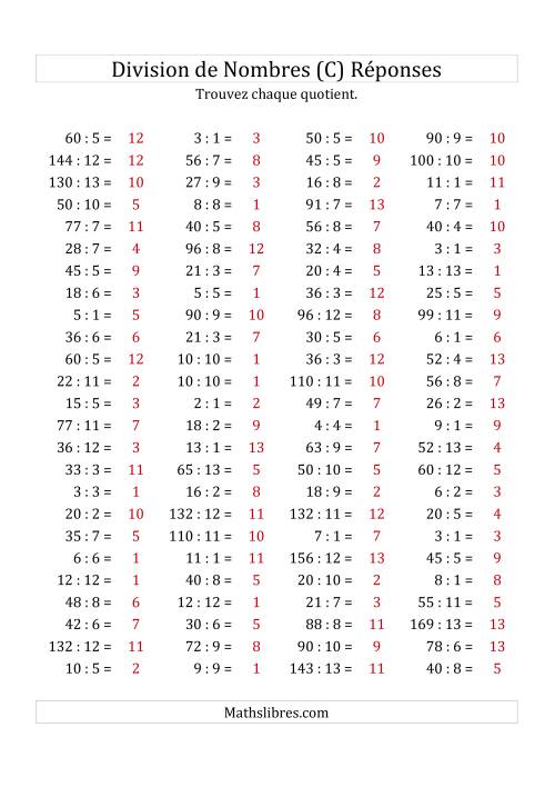 Division de Nombres Jusqu'à 169 (C) page 2