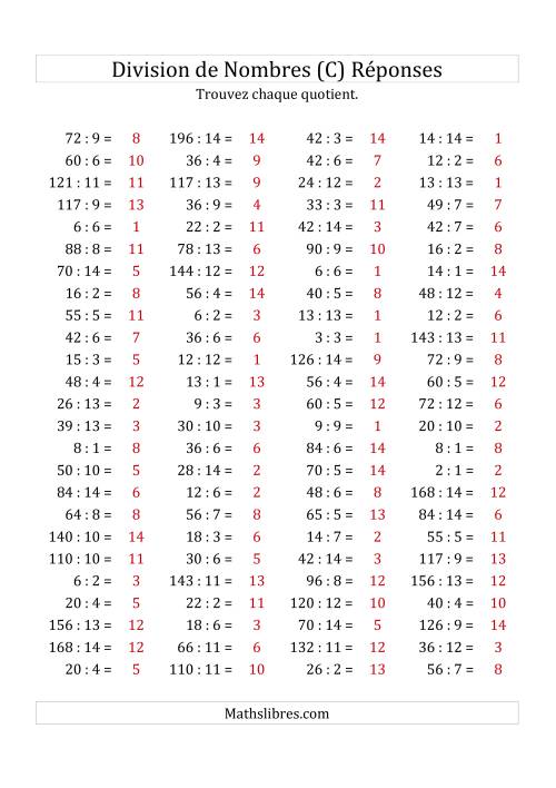 Division de Nombres Jusqu'à 196 (C) page 2