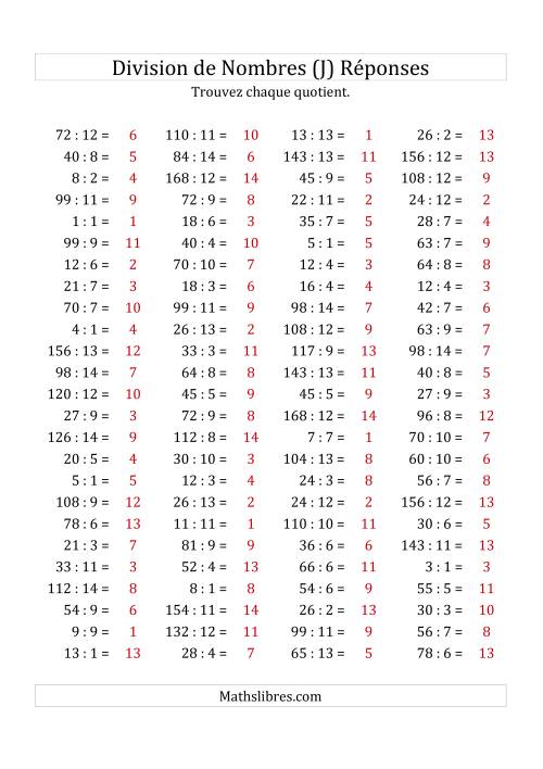 Division de Nombres Jusqu'à 196 (J) page 2