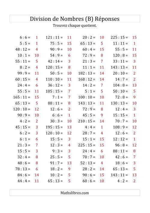 Division de Nombres Jusqu'à 225 (B) page 2